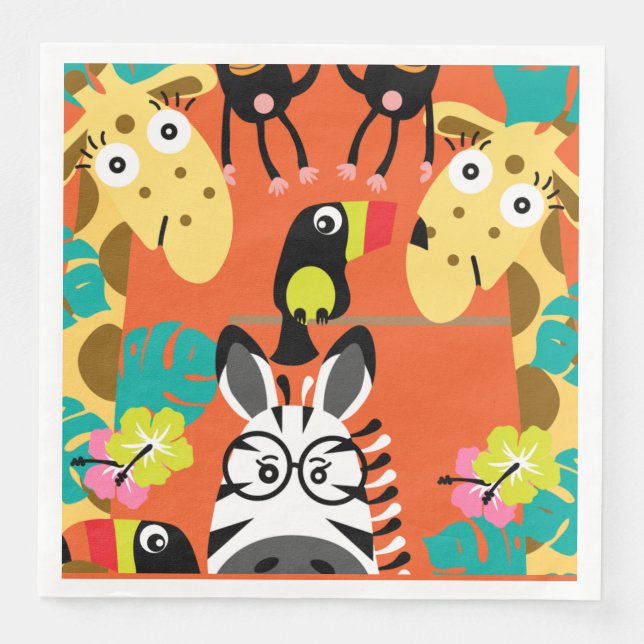 Dekoration von Tieren aus niedlichem Kinderzimmer Serviette (Vorderseite)