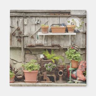 Dekorationen auf Holzzaun, Magnet