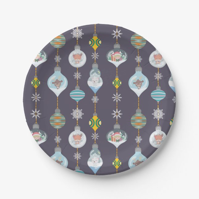 Dekorationen des Weihnachtself-Fox-Rentiers-Eisbär Pappteller (Vorderseite)