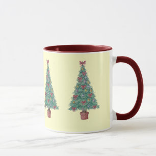 Dekorationen roter Knäuel auf Weihnachtsbaum Tasse