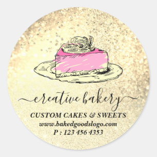 Dekorationen von Kuchen-Scheiben aus Gold-Bäckerei Runder Aufkleber