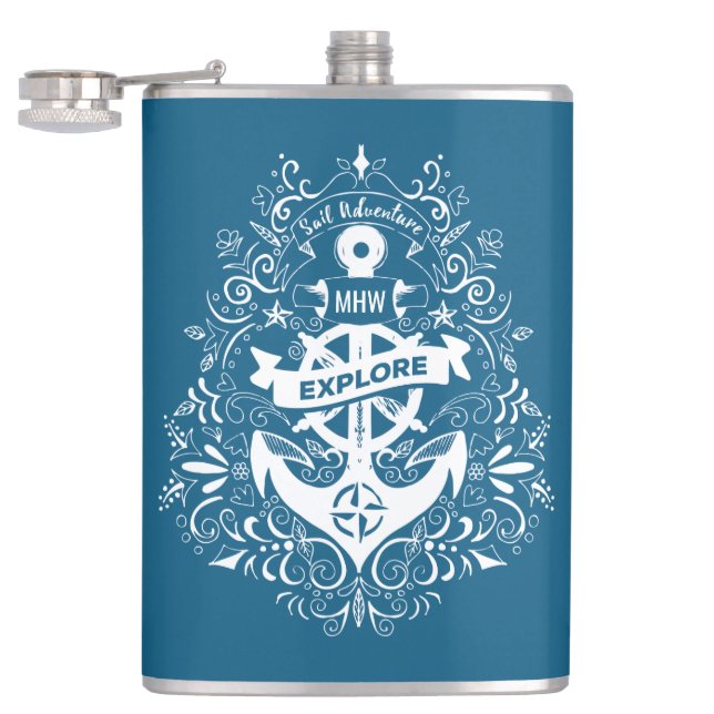 Dekorationsanker-Messkolben für Monogramm Flachmann (Geöffnet)