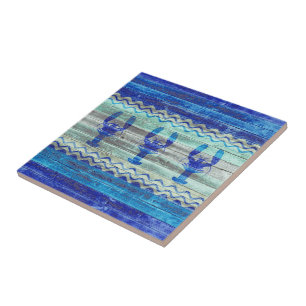 Dekorationsarbeiten an den rosticischen Navy Blue  Fliese