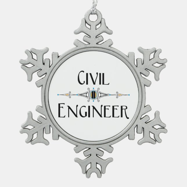 Dekorationslinie des zivilen Ingenieurs Schneeflocken Zinn-Ornament (Vorderseite)