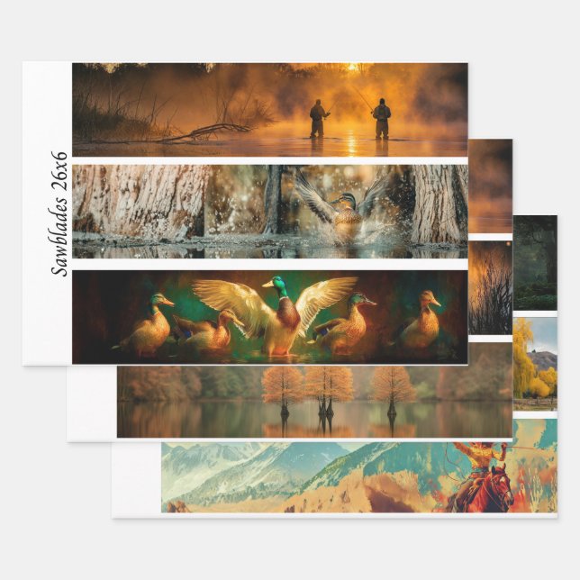 Dekorationspapier-Decoupage Handsäge Landsetting  Geschenkpapier Set (Set)