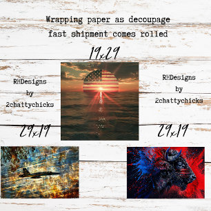 Dekorationspapier für Decoupage Patriotisches Amer Geschenkpapier Set