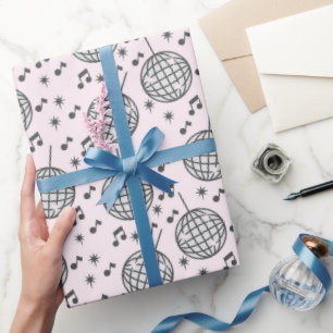 Dekorationspapier für Diskobälle und Musiknoten Geschenkpapier