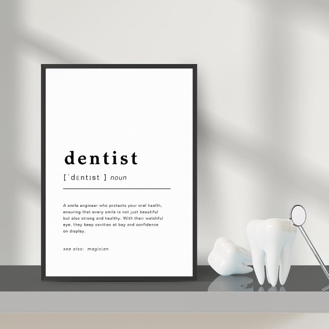 Dekorationsrahmen für zahnärztliche Geräte - Wand Poster (Dental Office Decor Dentist Definition Wall Print)