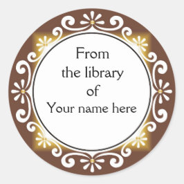 Dekorativ aus der Bibliothek der Buchzeichen Runder Aufkleber