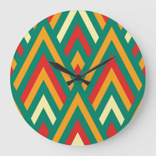 Dekorativ geometrisch: Vintage abstrakt nahtlos. Große Wanduhr