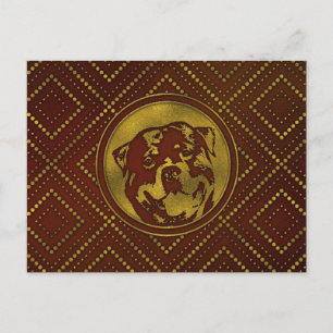 Dekorativ Golden Embossed - Rottweiler Postkarte