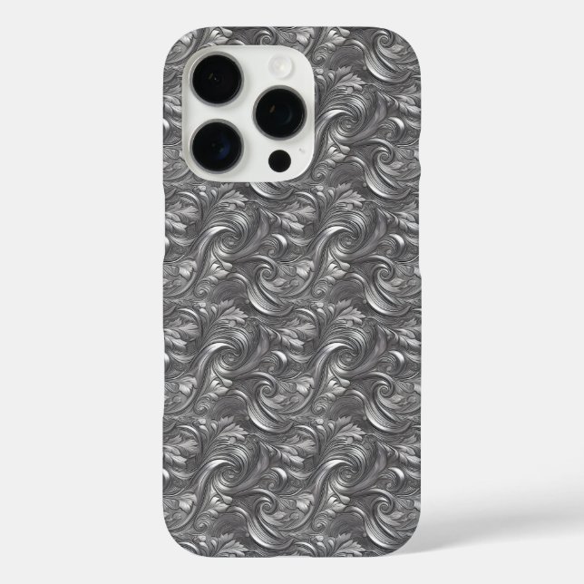 Dekorativ Silver Grau & Schwarz Abstrakt Case-Mate iPhone Hülle (Rückseite)