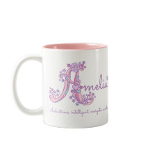 Dekorative A Monogramm-Tasse Amelianamensbedeutung