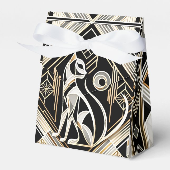 Dekorative Abstrakte Black Cat Cat Cat Cat Gefälli Geschenkschachtel (Vorderseite)