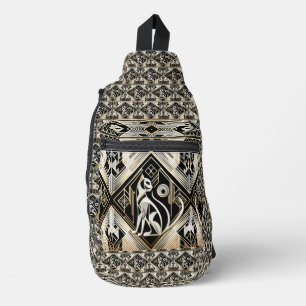 Dekorative Abstrakte Schwarzkatze Crossbody Bag