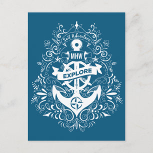 Dekorative Ankerkarte für Monogramm Postkarte