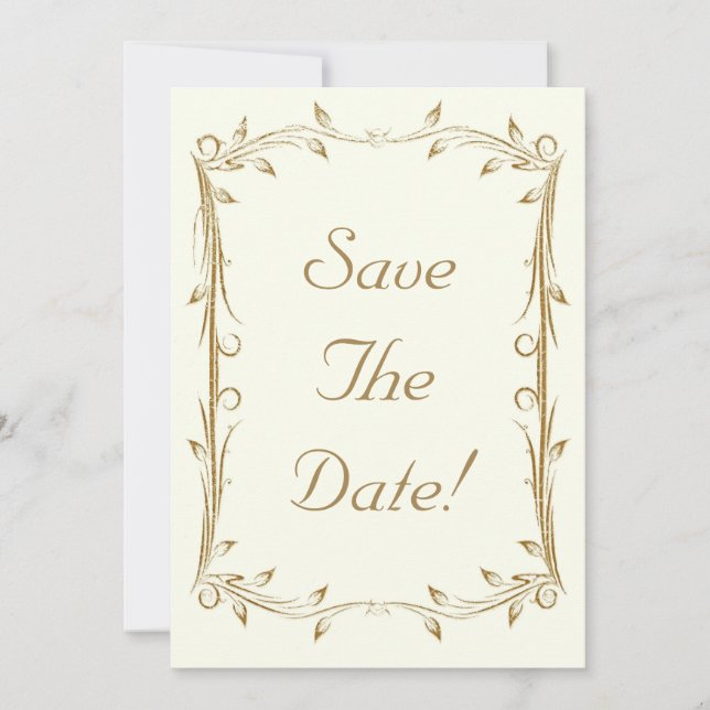 Dekorative antike Goldbrasse Hochzeit Save The Date (Vorderseite)