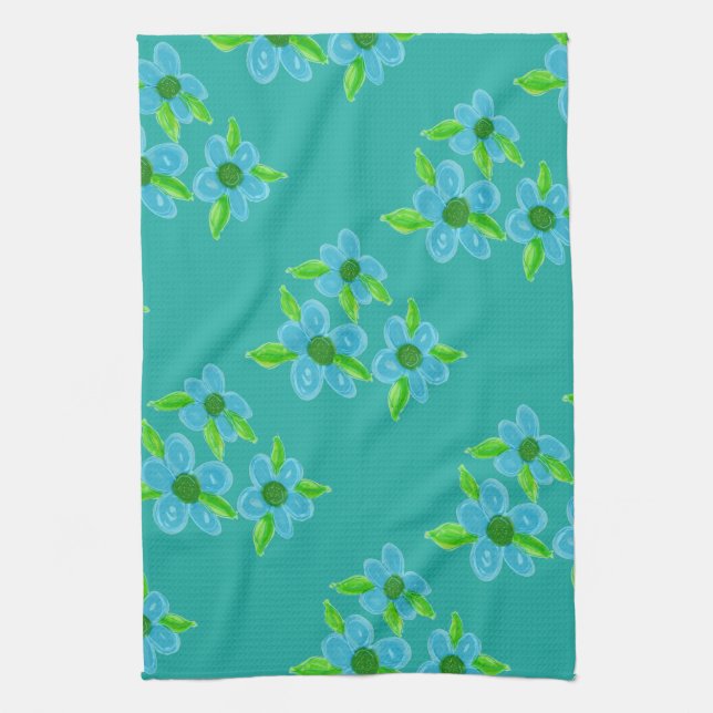Dekorative Aquamarin Flower Handtuch (Vertikal)