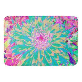 Dekorative Aquamarin Grün und Heiß Rosa Dahlia Blu Badematte