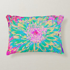 Dekorative Aquamarin Grün und Heiß Rosa Dahlia Blu Dekokissen