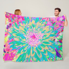 Dekorative Aquamarin Grün und Heiß Rosa Dahlia Blu Fleecedecke
