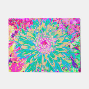 Dekorative Aquamarin Grün und Heiß Rosa Dahlia Blu Fußmatte