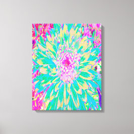 Dekorative Aquamarin Grün und Heiß Rosa Dahlia Blu Leinwanddruck