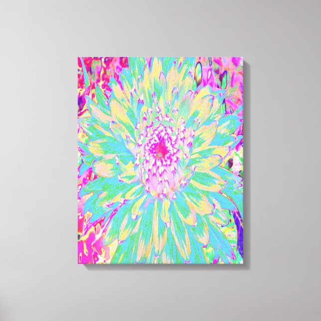 Dekorative Aquamarin Grün und Heiß Rosa Dahlia Blu Leinwanddruck (Vorderseite)