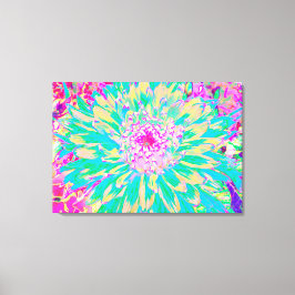 Dekorative Aquamarin Grün und Heiß Rosa Dahlia Blu Leinwanddruck