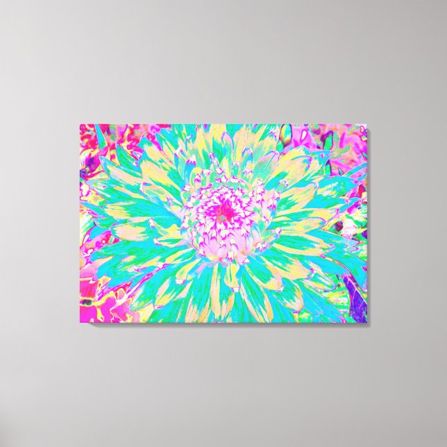 Dekorative Aquamarin Grün und Heiß Rosa Dahlia Blu Leinwanddruck (Vorderseite)