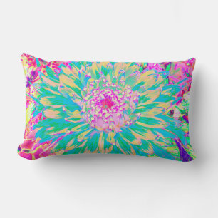 Dekorative Aquamarin Grün und Heiß Rosa Dahlia Blu Lendenkissen