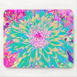 Dekorative Aquamarin Grün und Heiß Rosa Dahlia Blu Mousepad