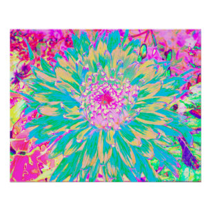 Dekorative Aquamarin Grün und Heiß Rosa Dahlia Blu Poster
