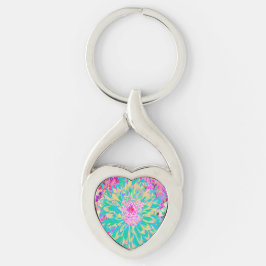 Dekorative Aquamarin Grün und Heiß Rosa Dahlia Blu Schlüsselanhänger