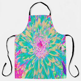 Dekorative Aquamarin Grün und Heiß Rosa Dahlia Blu Schürze