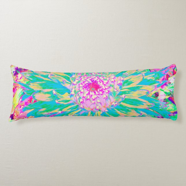 Dekorative Aquamarin Grün und Heiß Rosa Dahlia Blu Seitenschläferkissen (Vorderseite)