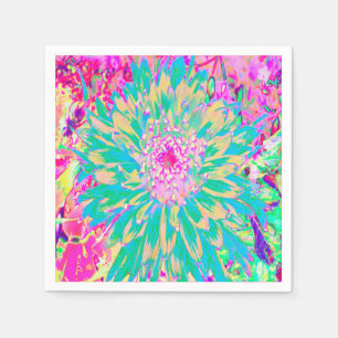 Dekorative Aquamarin Grün und Heiß Rosa Dahlia Blu Serviette