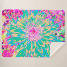Dekorative Aquamarin Grün und Heiß Rosa Dahlia Blu Sherpadecke
