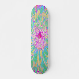 Dekorative Aquamarin Grün und Heiß Rosa Dahlia Blu Skateboard