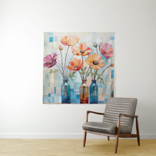 Dekorative Aquarellfarben-Blume Wandteppich