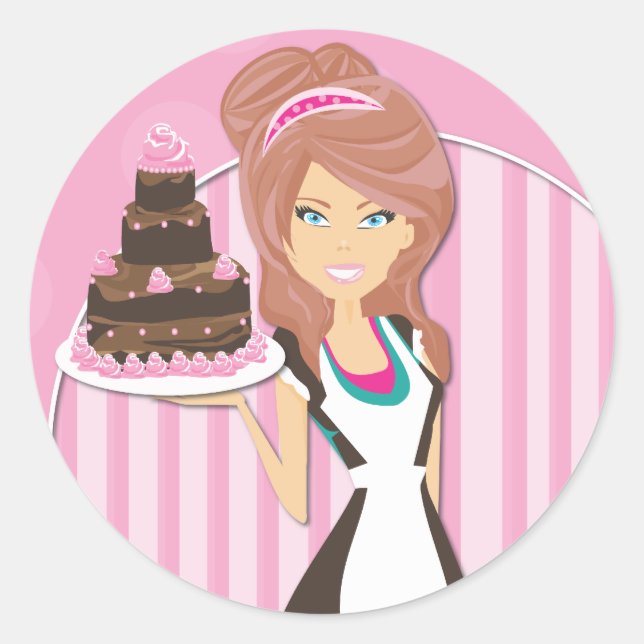 Dekorative Bäckeraufkleber Runder Aufkleber (Vorderseite)