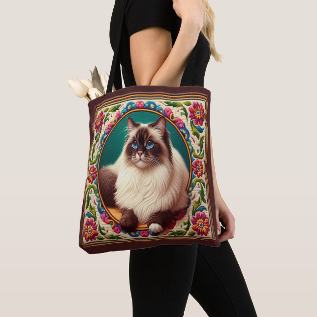 Dekorative Birman Cat farbenfrohe Blume Grenze (Von Nahem)