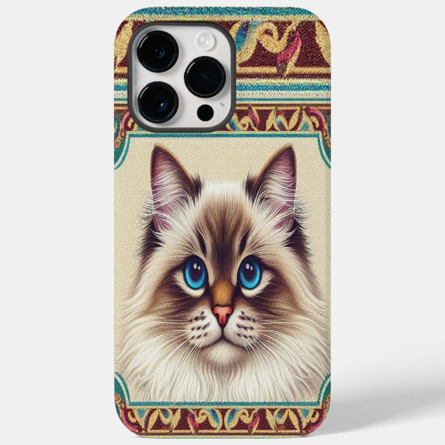 Dekorative Birman Cat farbenfrohe Gerahmte Grenze Case-Mate iPhone Hülle (Rückseite)