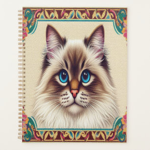 Dekorative Birman Cat farbenfrohe Gerahmte Grenze Planer