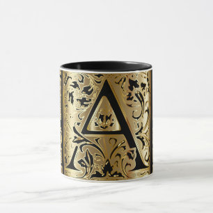 Dekorative Black and Gold Letter A Tasse