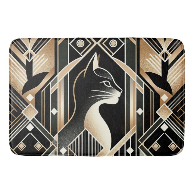 Dekorative Black Cat Abstrakt Bath Mat Badematte (Vorderseite)
