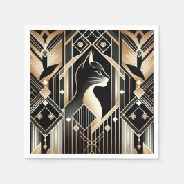 Dekorative Black Cat Abstrakt Napkins Serviette
