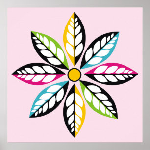 Dekorative Blätter-Blume modern, abstrakt Poster