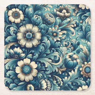 Dekorative blaue Blumen-Untersetzer aus Papier Me Rechteckiger Pappuntersetzer