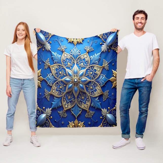 Dekorative blaue Gold-Fliesdecke Fleecedecke (Beispiel)
